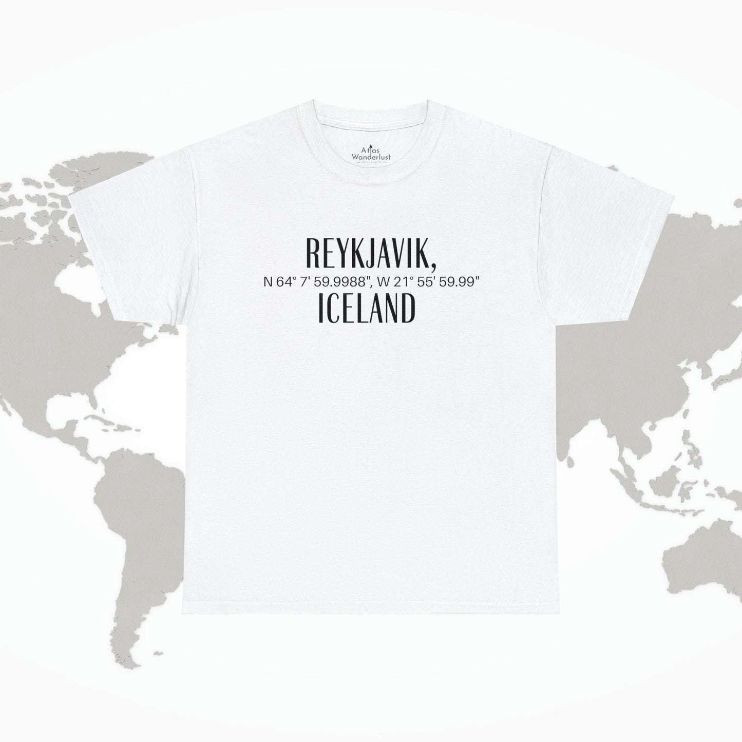 Reykjavik Iceland Coordinates T-Shirt, Modern Travel Tee