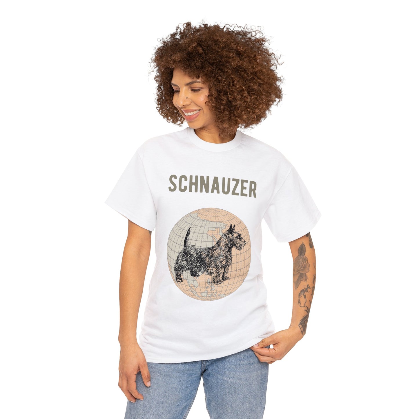 Schnauzer T-Shirt, Old- World Map Tee