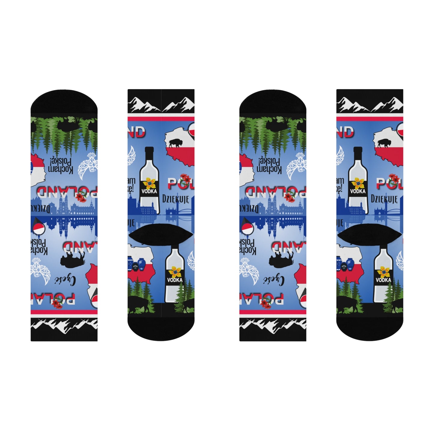 Poland Socks Vodka Pottery Map Mountains Trees Unisex