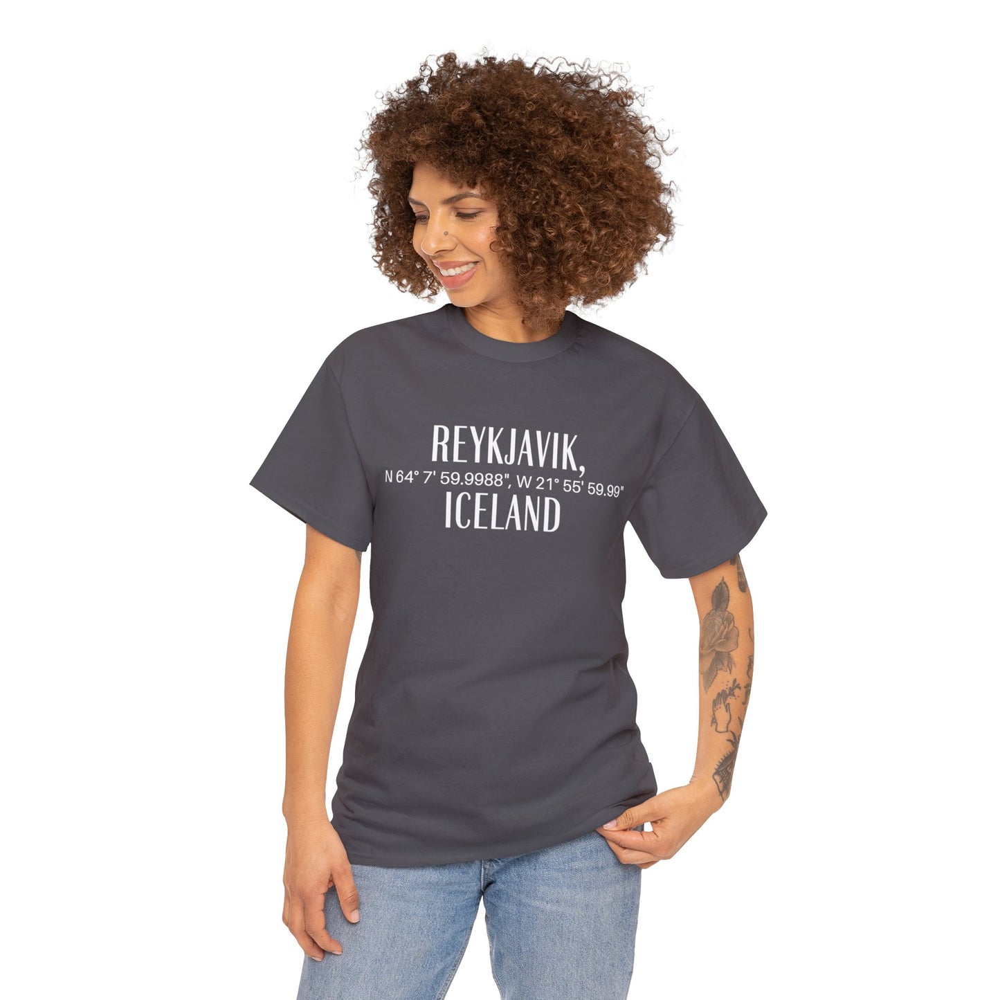 Reykjavik Iceland Coordinates T-Shirt, Modern Travel Tee