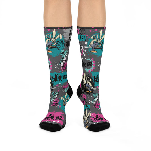 Blink 182 Socks, Mark Blinked Unisex Adult Mid Calf