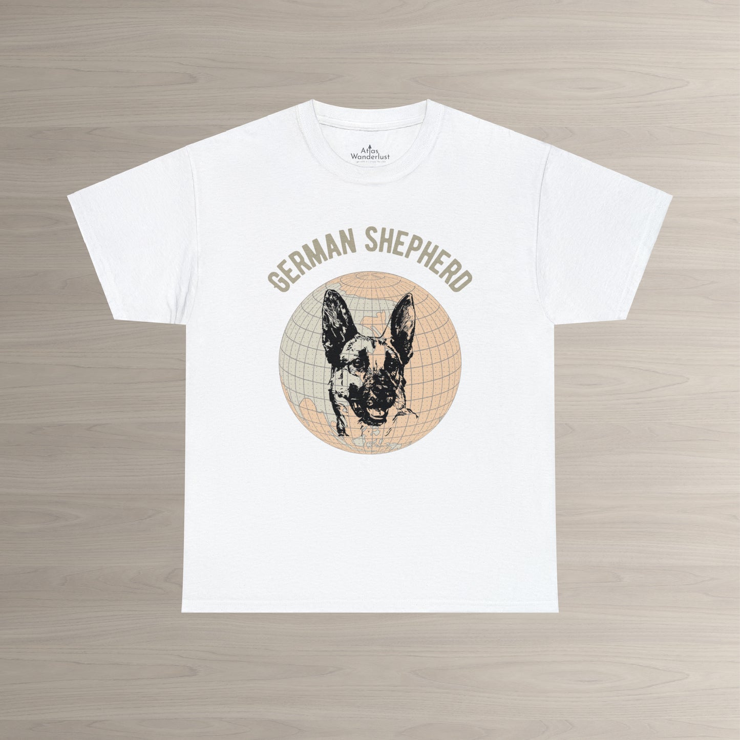 German Shepherd T-Shirt, Old- World Map Tee