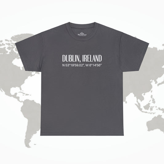 Dublin Ireland Coordinates T-Shirt, Modern Irish Tee