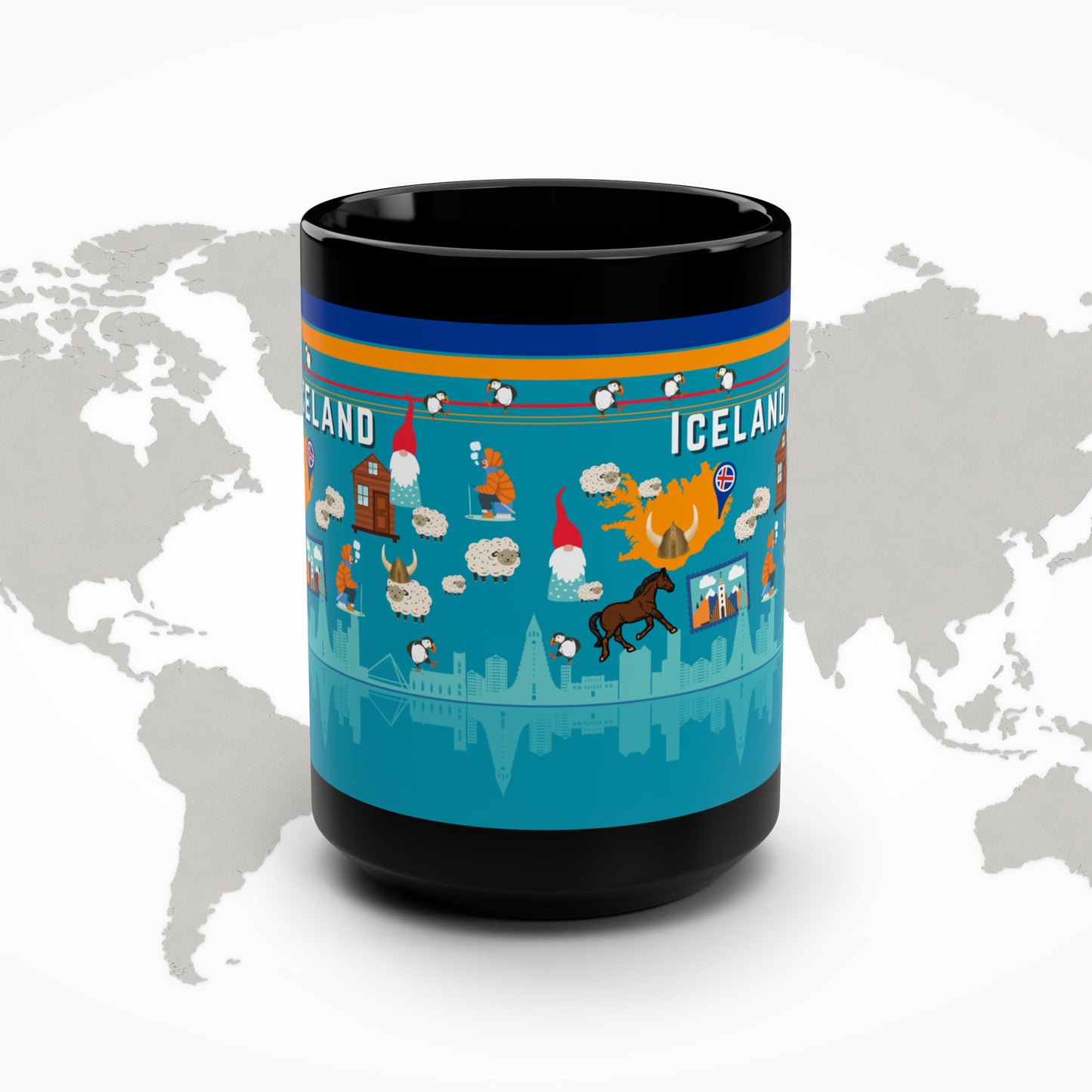 Iceland Mug Vikings Puffins Large 15 oz