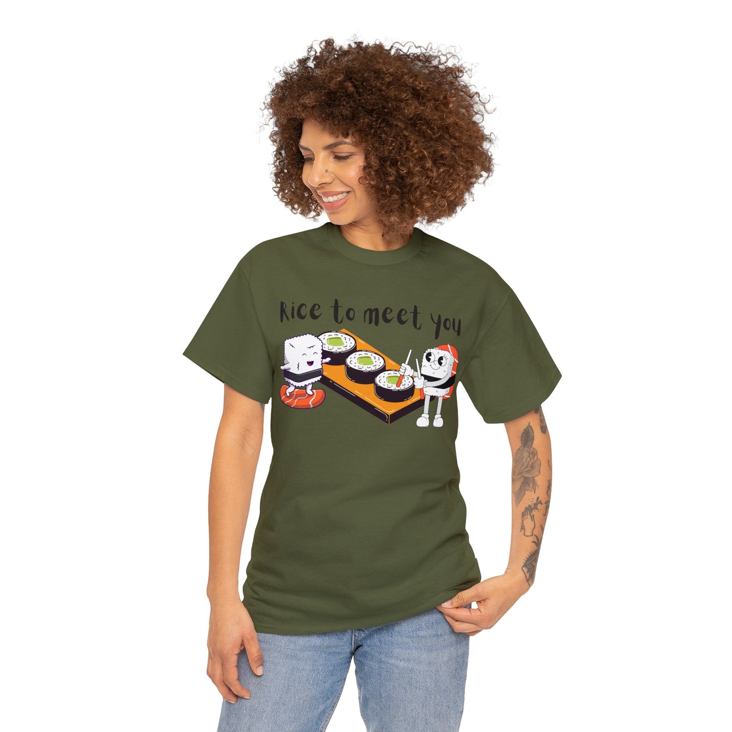 Sushi "Rice to Meet You" T-Shirt, Food Pun Tee