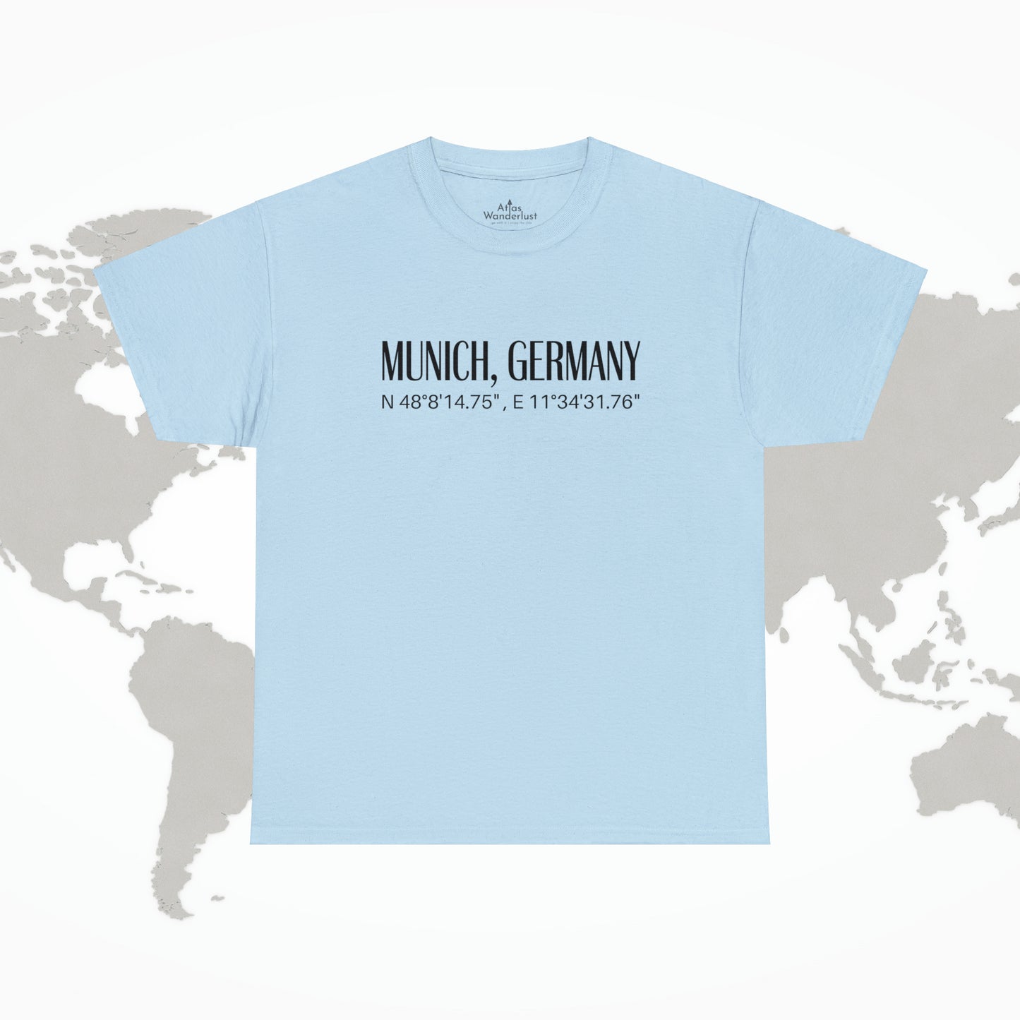 Munich Germany Coordinates T-Shirt, Modern Travel Tee