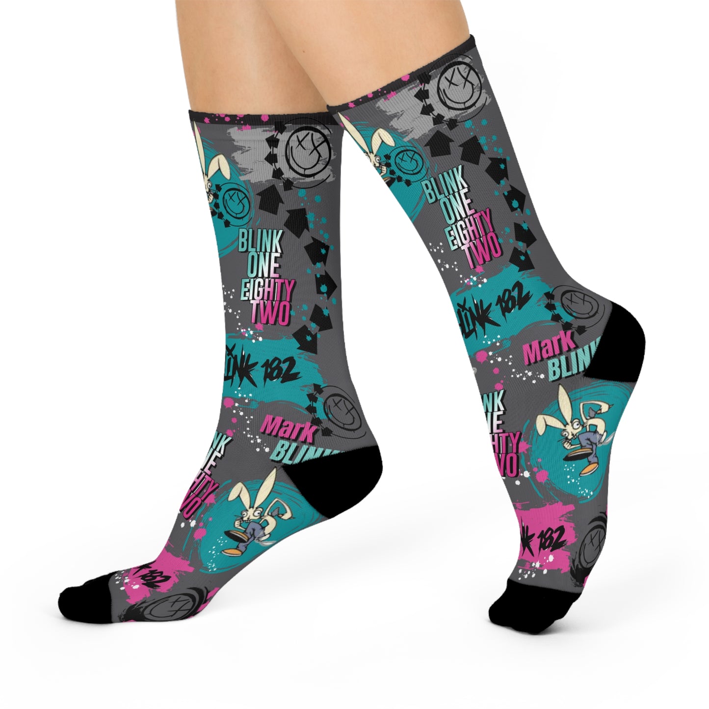 Blink 182 Socks, Mark Blinked Unisex Adult Mid Calf