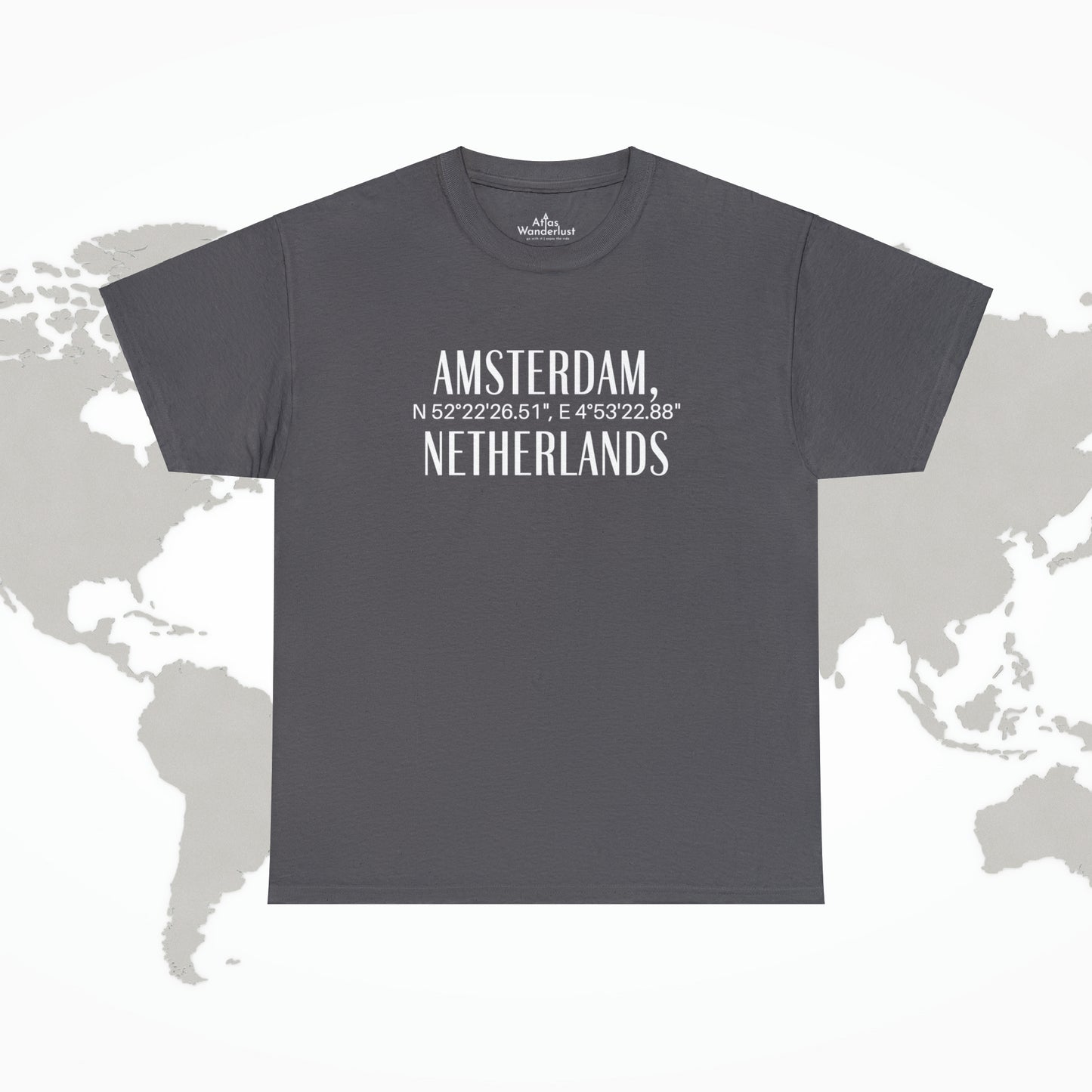 Amsterdam Netherlands Coordinates T-Shirt, Modern Holland Tee