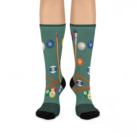 Billiards Socks! Pool Table Hustle Unisex Adult Stretchy Mid Calf Original