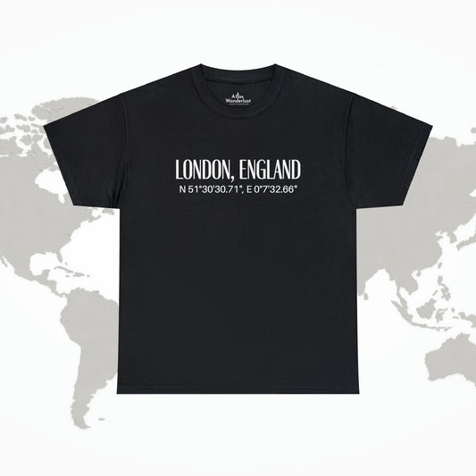London England Coordinates T-Shirt, Modern Angophile Tee