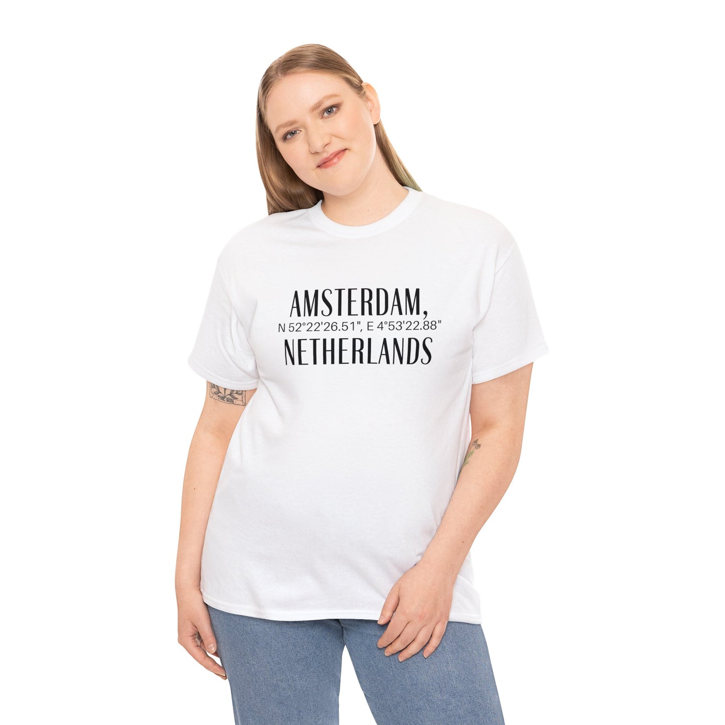 Amsterdam Netherlands Coordinates T-Shirt, Modern Holland Tee
