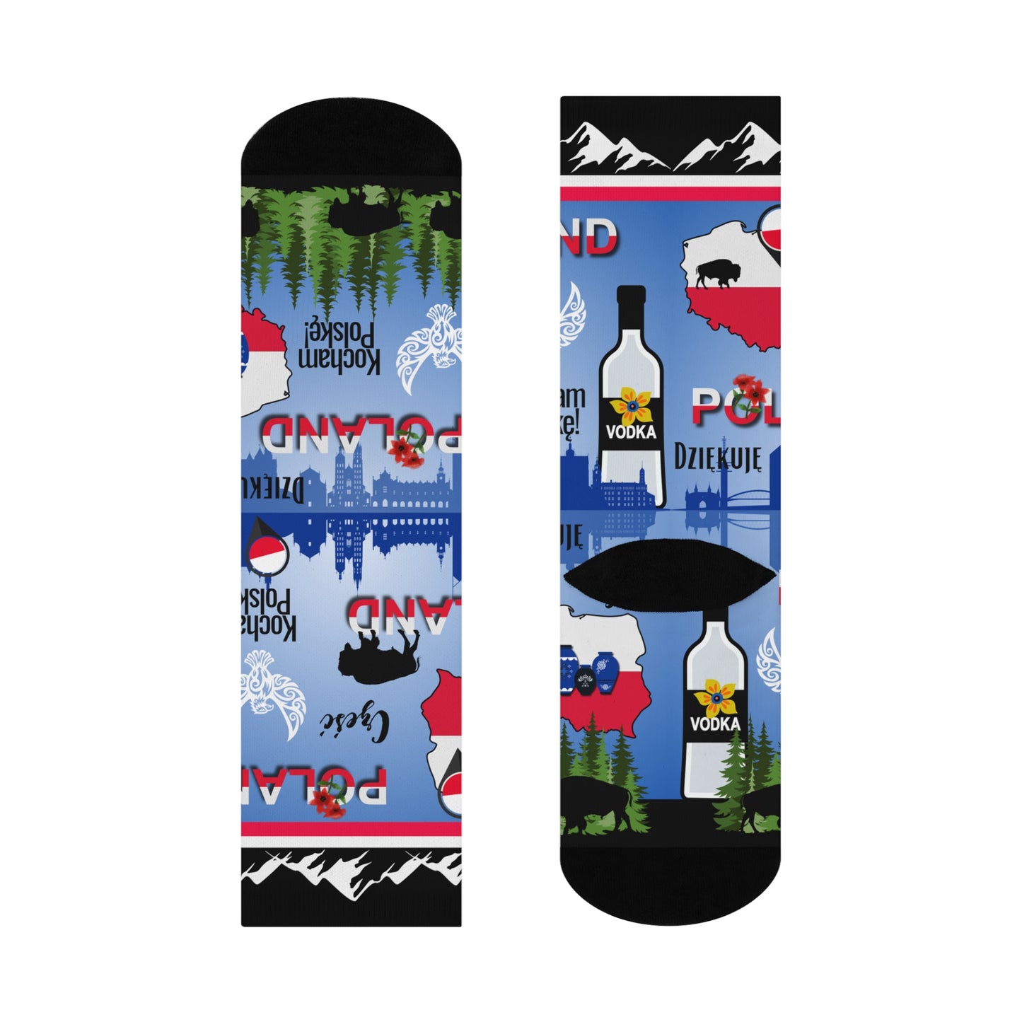 Poland Socks Vodka Pottery Map Mountains Trees Unisex
