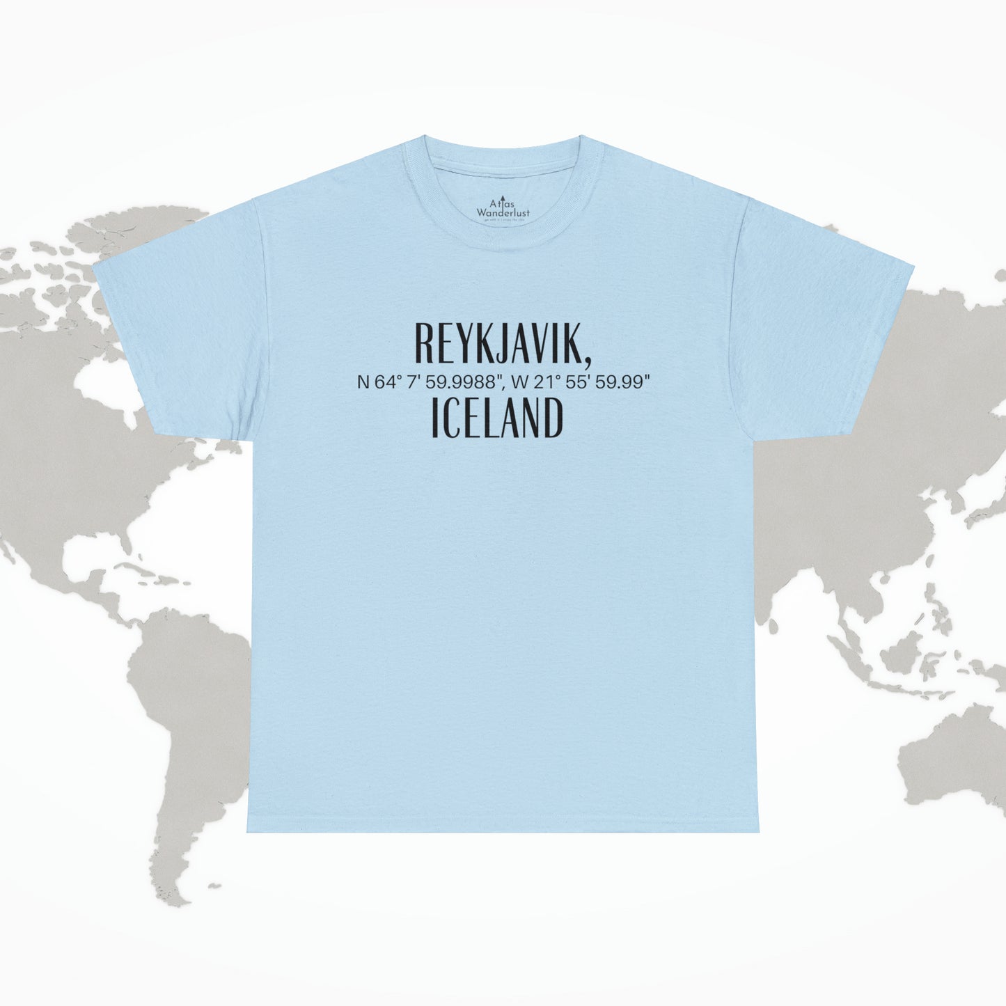 Reykjavik Iceland Coordinates T-Shirt, Modern Travel Tee