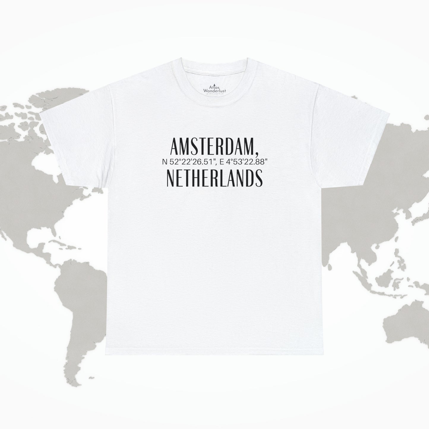 Amsterdam Netherlands Coordinates T-Shirt, Modern Holland Tee