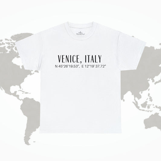 Venice Italy Coordinates T-Shirt, Modern Italian Tee