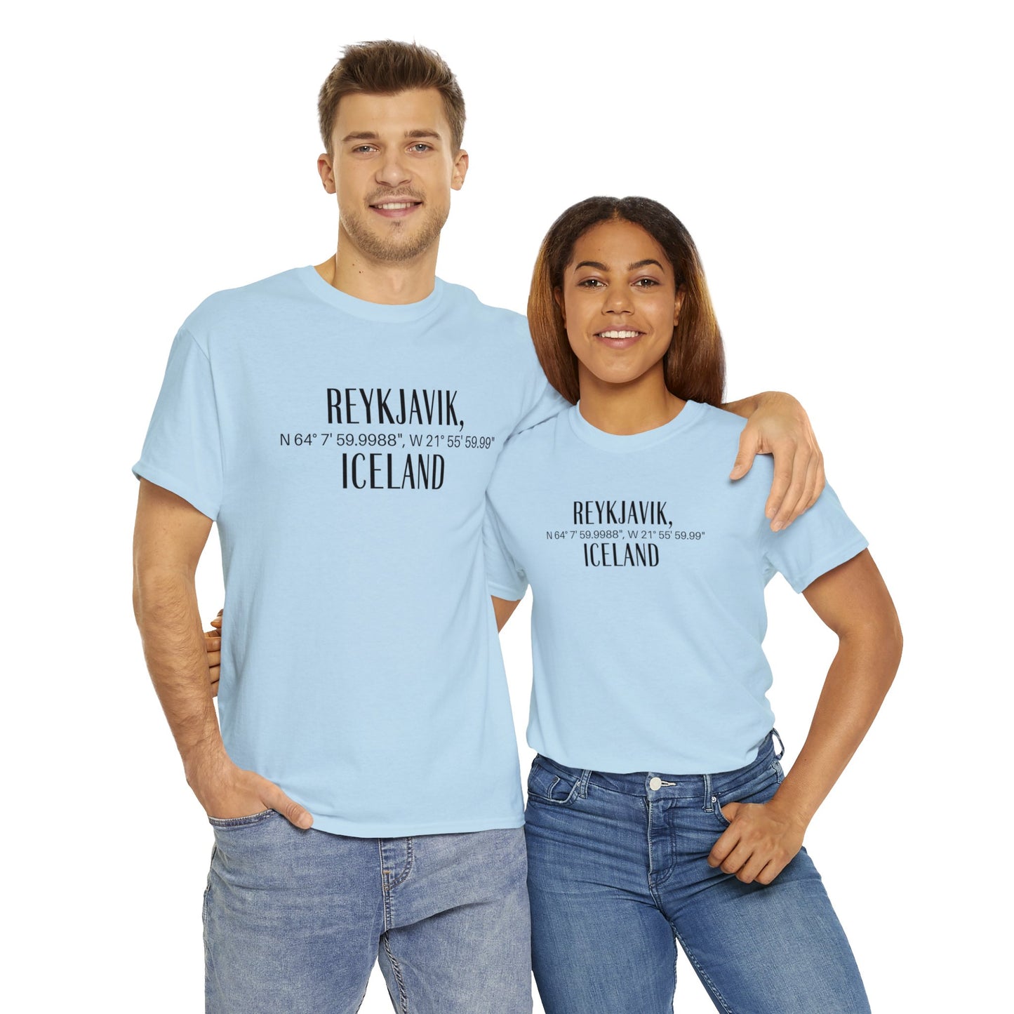 Reykjavik Iceland Coordinates T-Shirt, Modern Travel Tee