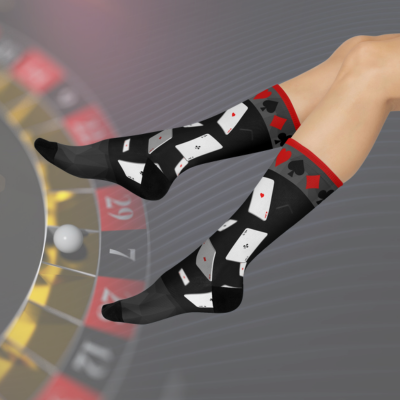 Casino Game Night Socks Gin Rummy Unisex Adult Stretchy Mid Calf Original