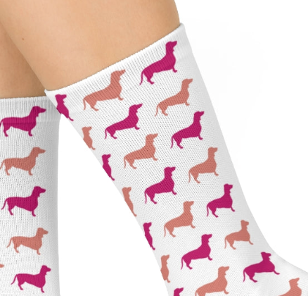 Dachshund Socks, Preppy Pink Blush Silhouette