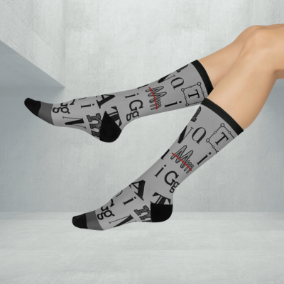 Font Frenzy Socks Typography Unisex Adult Stretchy Mid Calf Original
