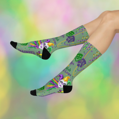 Mardi Gras Socks The Big Easy Unisex Adult Stretchy Mid Calf Original