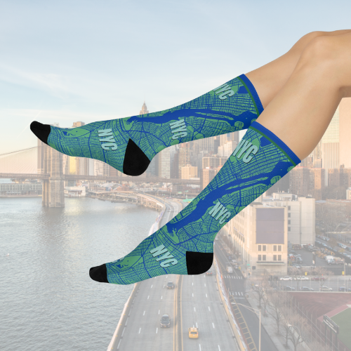 NYC Socks Map Central Park Unisex Adult Stretchy Mid Calf