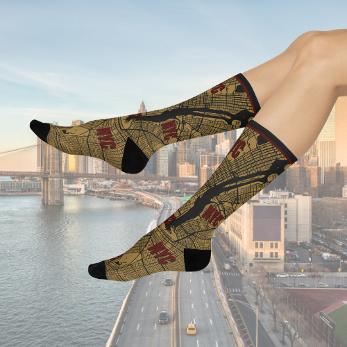 NYC Socks Gold Map Times Square Unisex Adult Stretchy