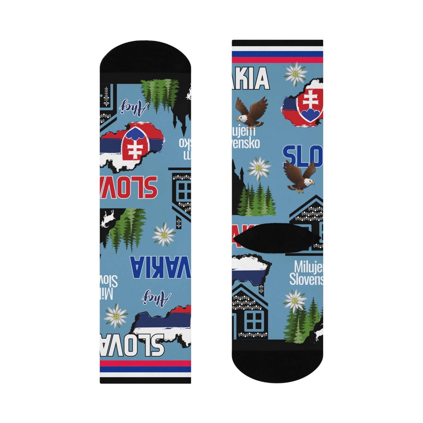 Slovakia Socks Flag Mountain Goat Edelweiss Castle Unisex