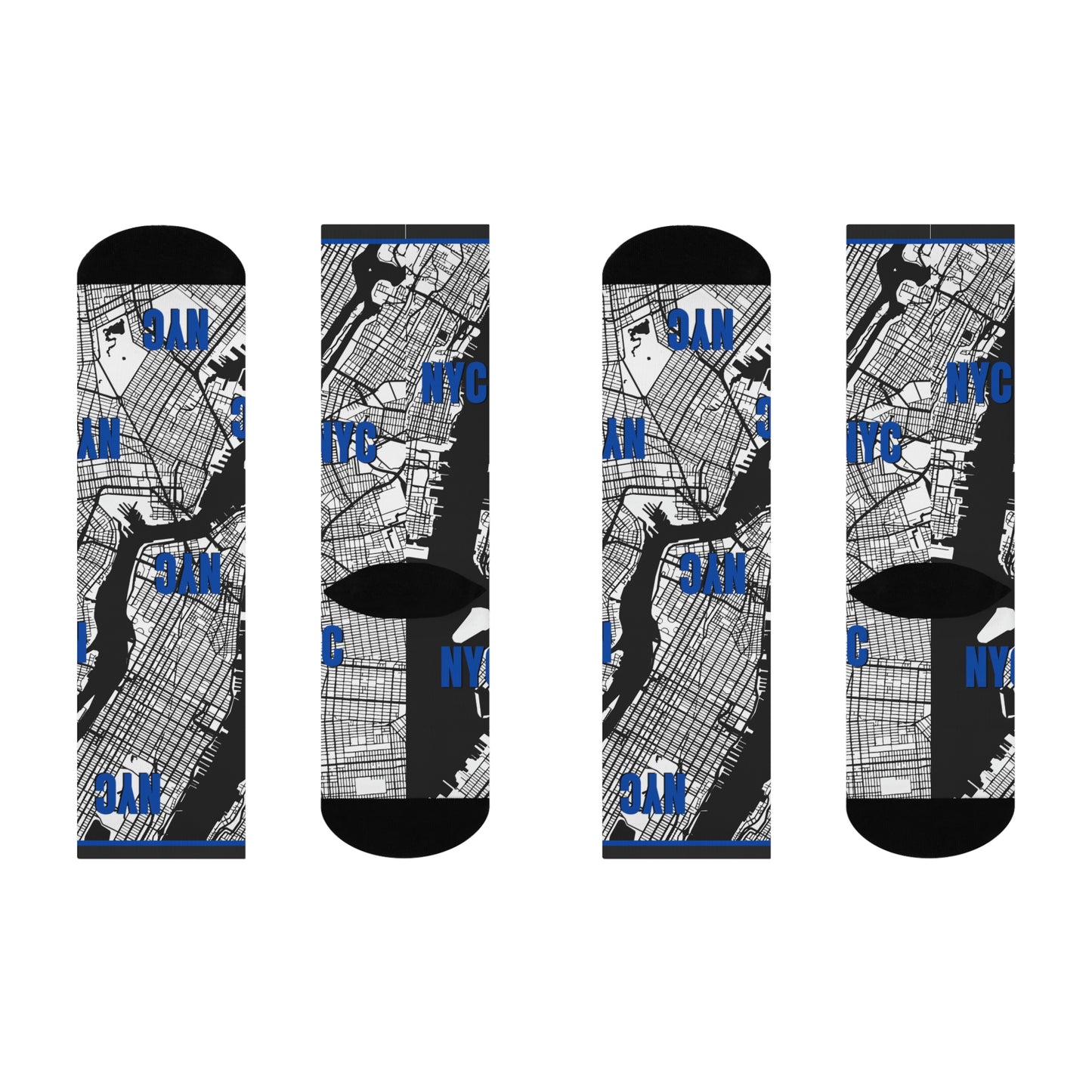 NYC Socks Blue Map Wall Street Unisex Adult Stretchy Mid Calf