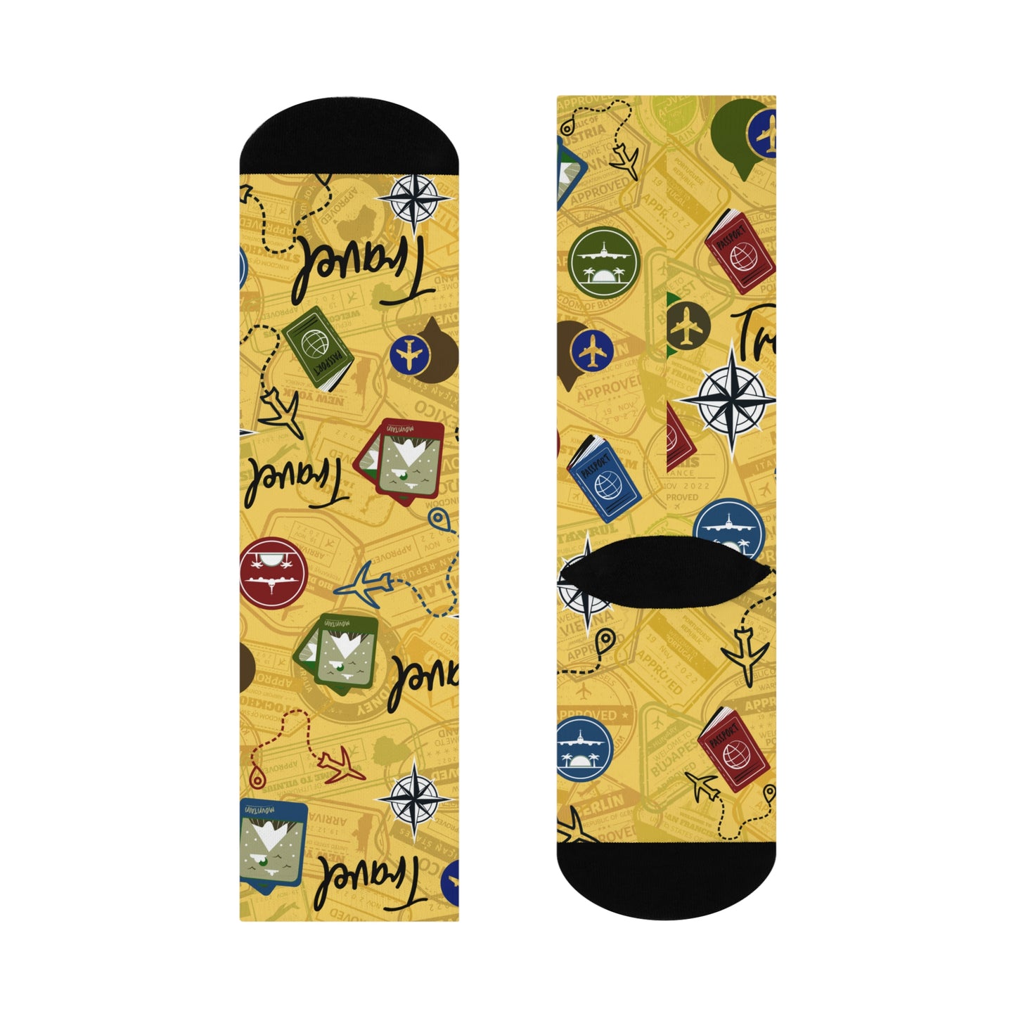 Travel Socks, Yellow Compass