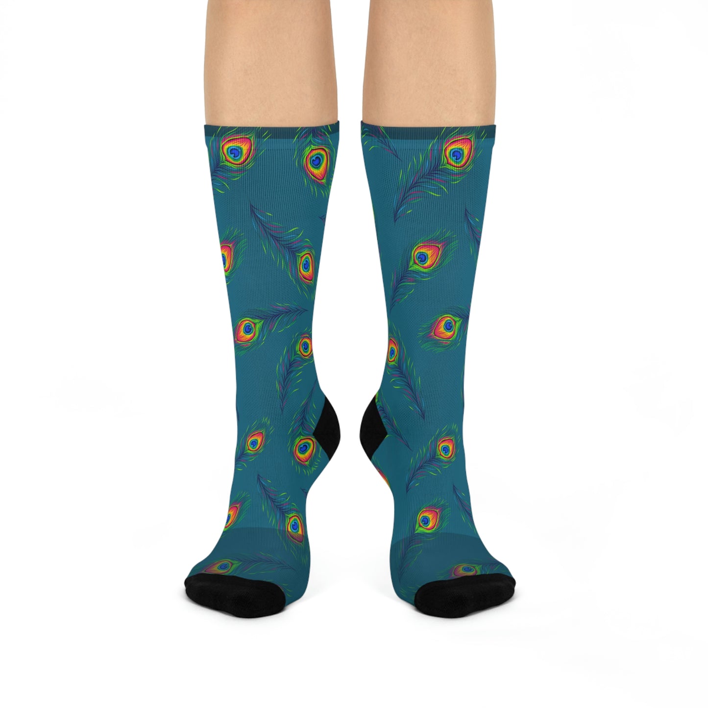 Peacock Socks Paisley Unisex Adult Stretchy Mid Calf Original