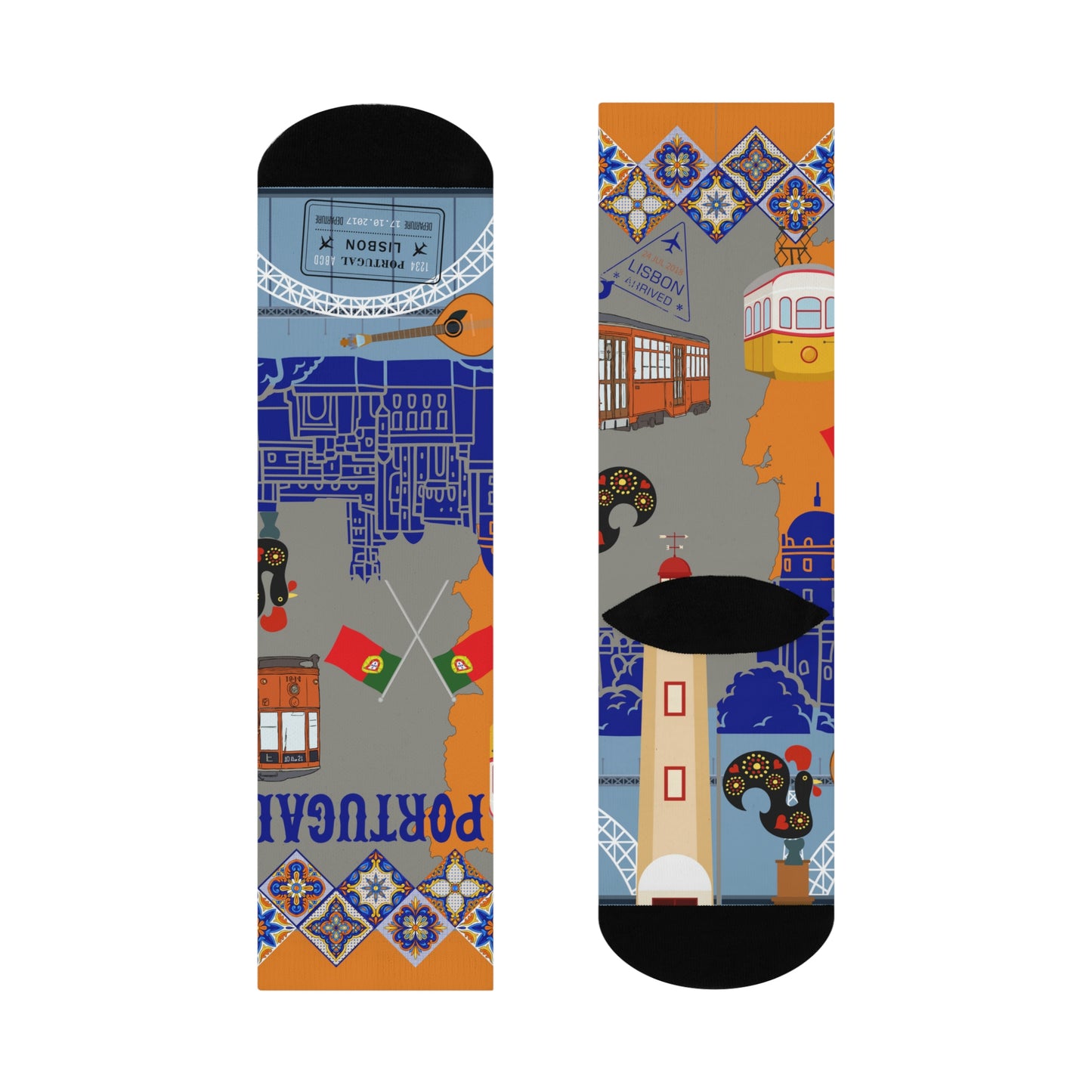 Portugal Socks Lisbon Skyline Unisex Adult Stretchy Mid Calf Original