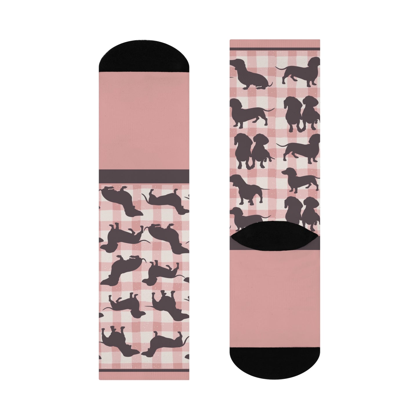 Dachshund Socks Gingham Unisex Adult Stretchy Mid Calf Original