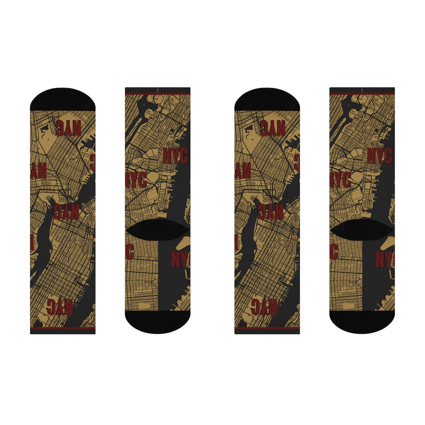 NYC Socks Gold Map Times Square Unisex Adult Stretchy