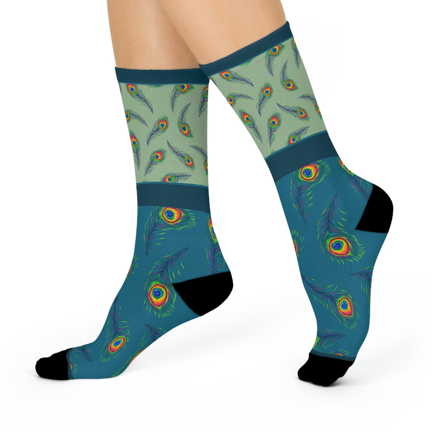 Peacock Socks Feathers Unisex Adult Stretchy Mid Calf Original