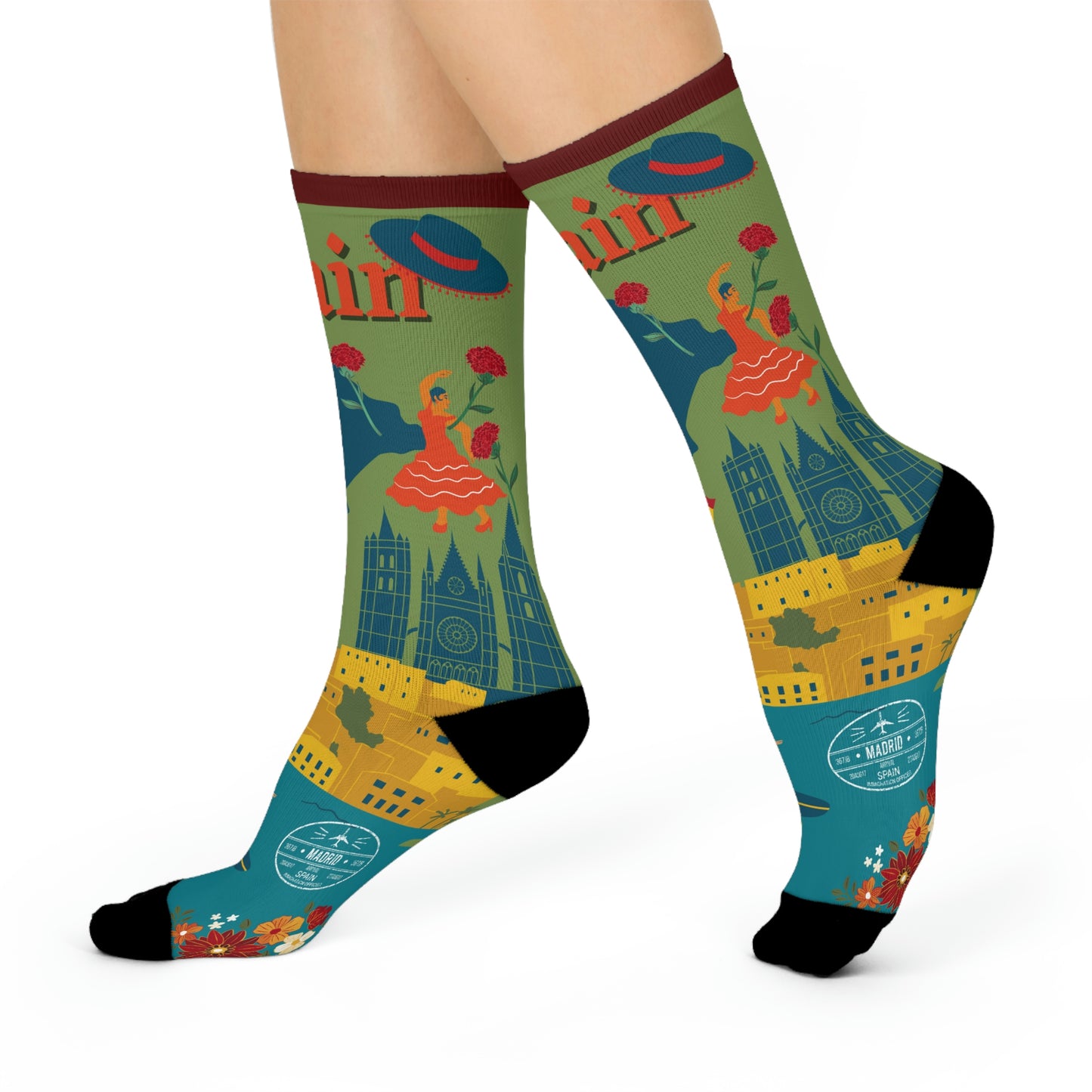 Spain Socks Barcelona Beaches Unisex Adult Stretchy Mid Calf Original