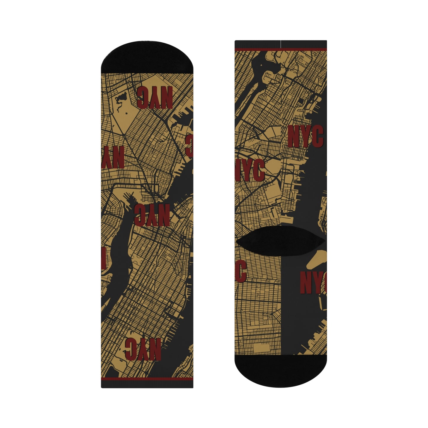 NYC Socks Gold Map Times Square Unisex Adult Stretchy