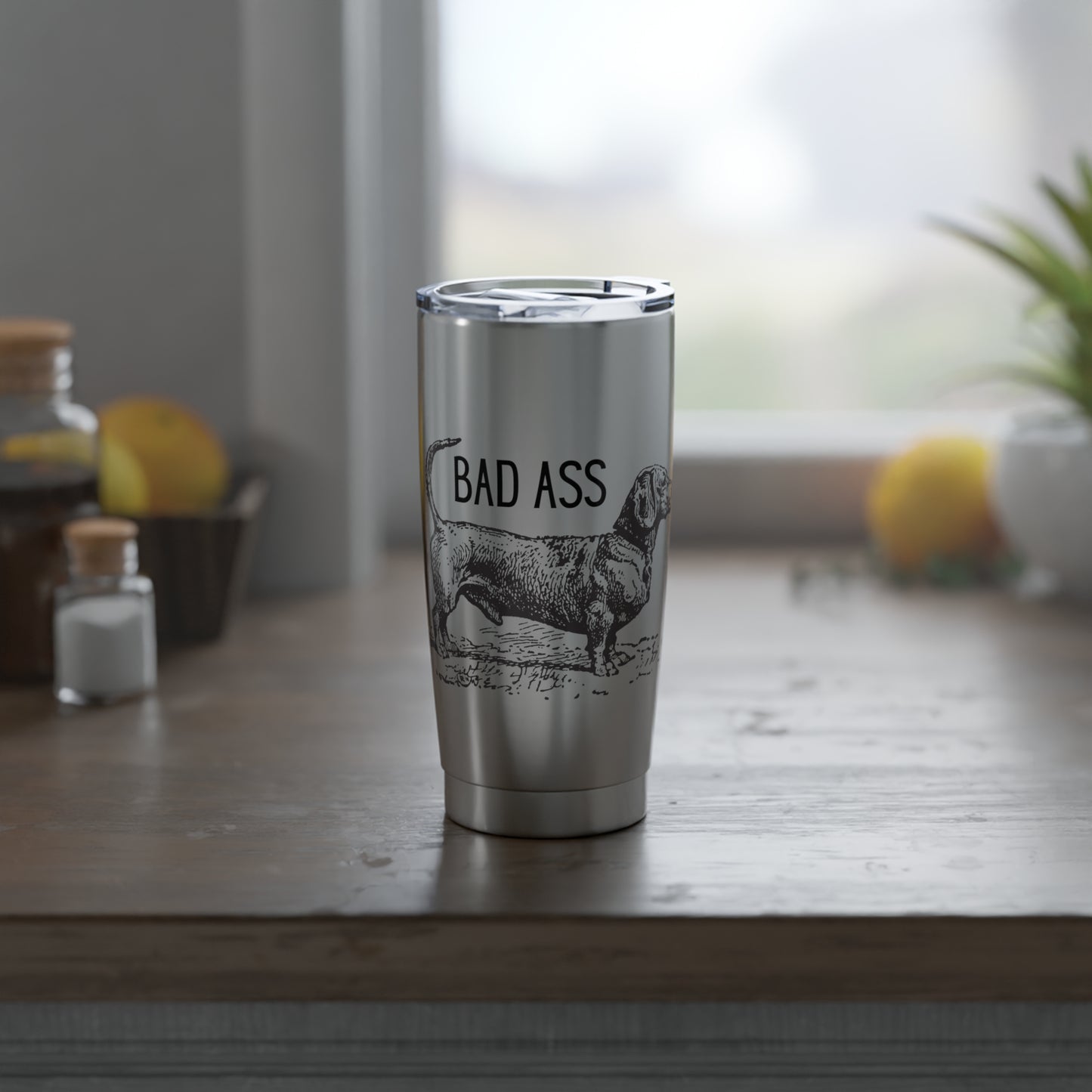 Dachshund Badass Tumbler, 20 oz Stainless Steel