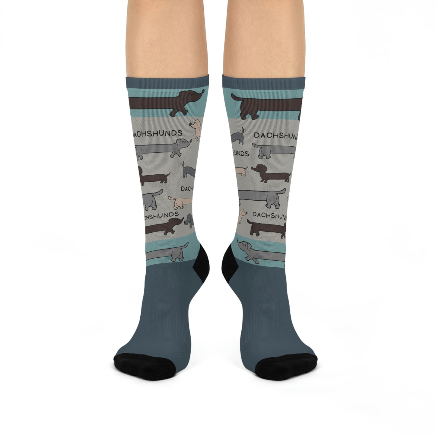 Dachshund Socks, Blue Griege