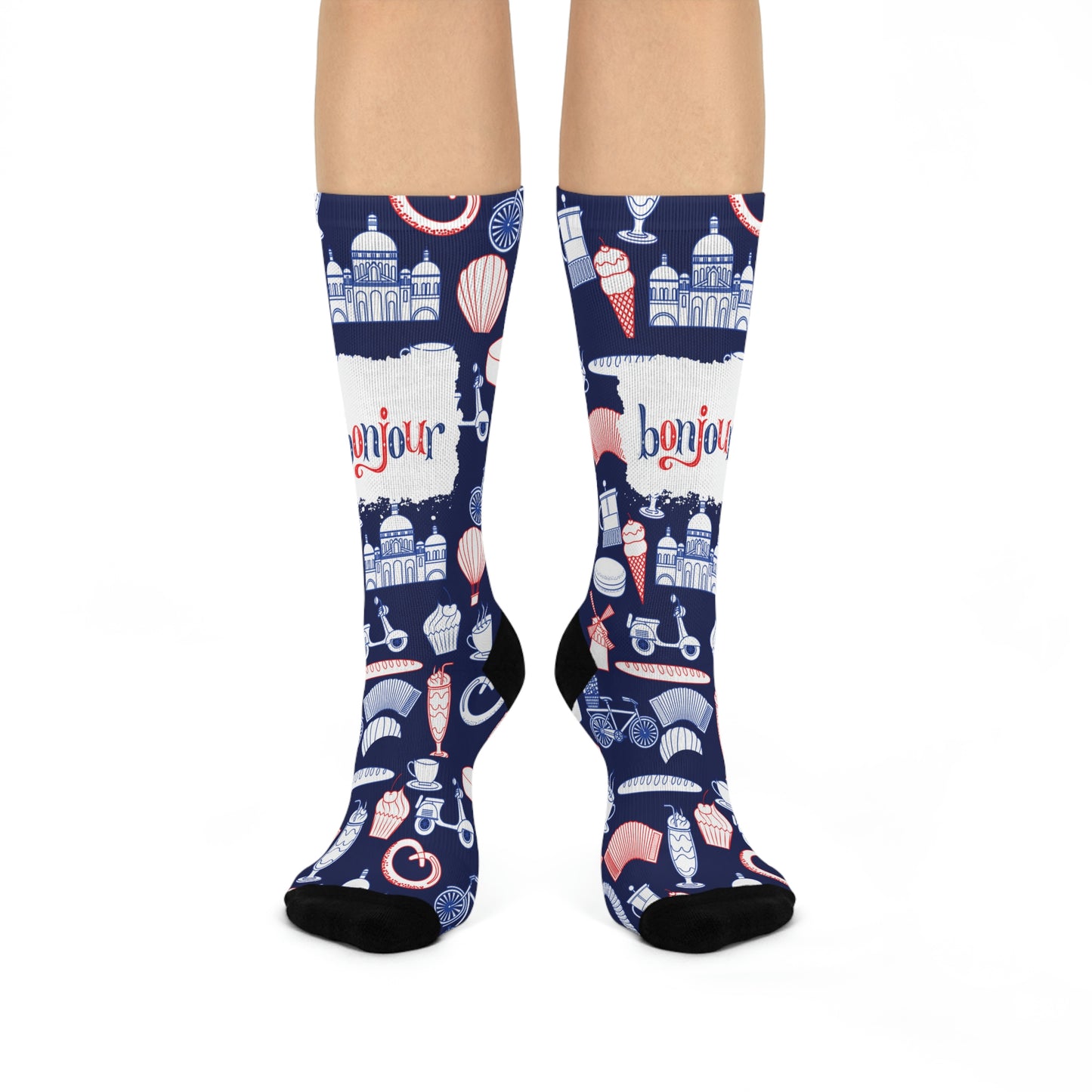France Socks Bon Jour Unisex Adult Stretchy Mid Calf Original