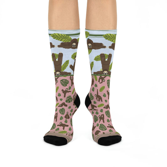 Sloths in Motion= Slotion Socks! Unisex Adult Stretchy Mid Calf Original