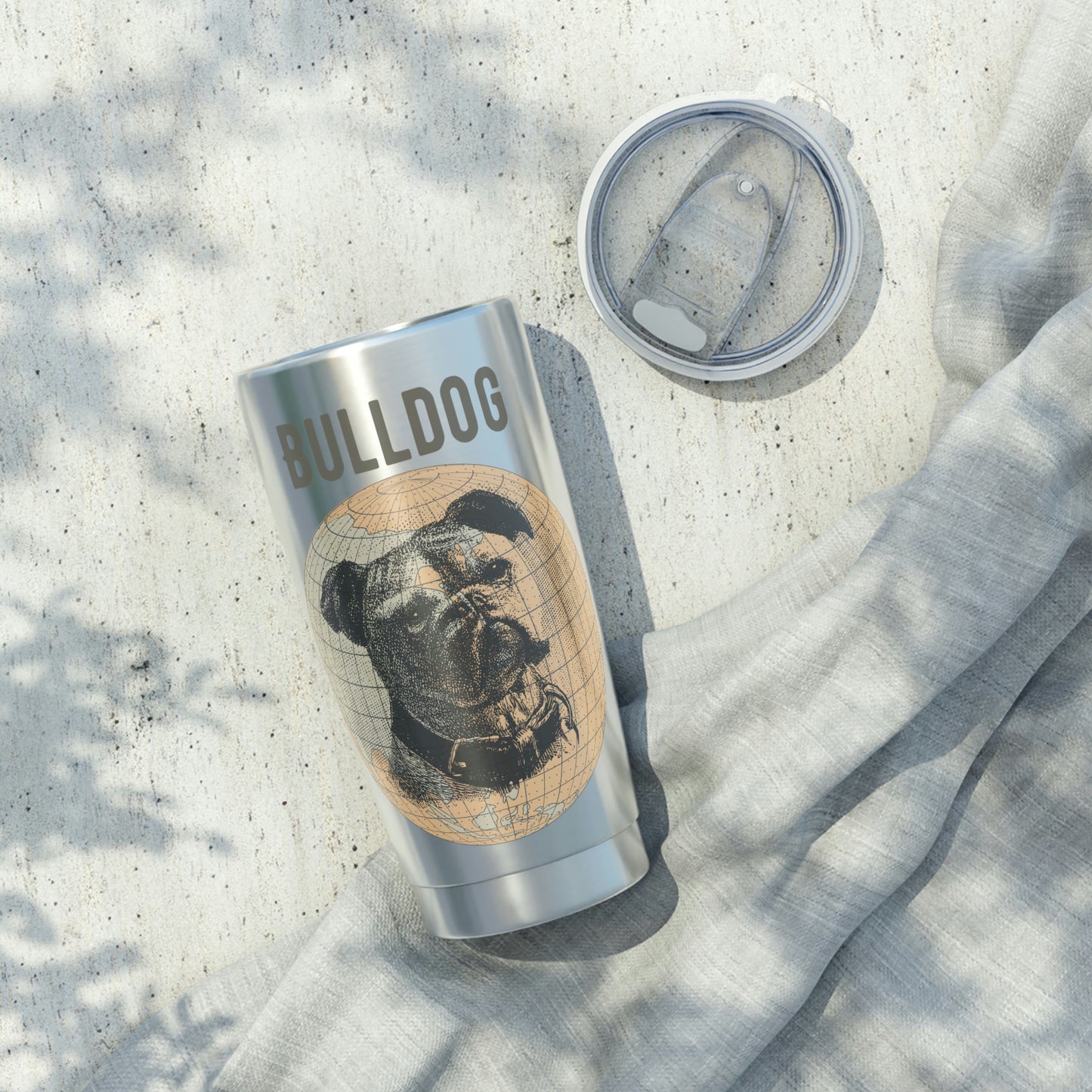 French Bulldog Tumbler, Old-World Map, 20 oz Stainless Steel