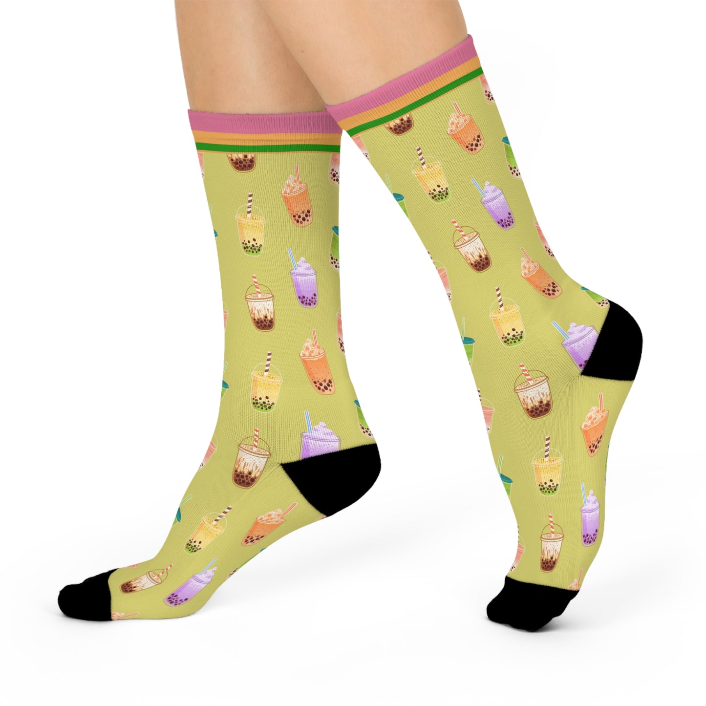 Bubble Tea Socks Boba Unisex Adult Stretchy Mid Calf Original