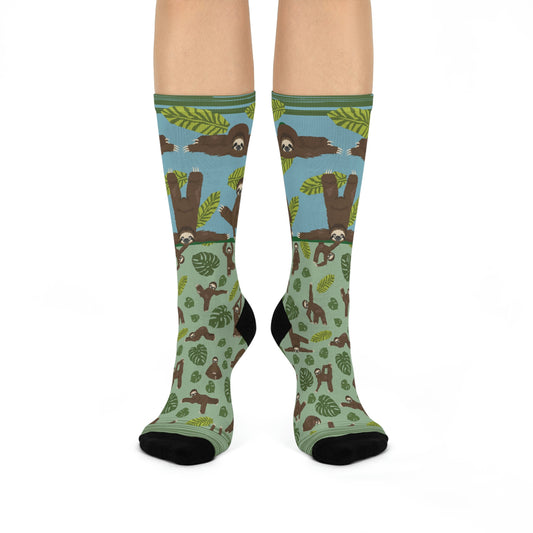 Sloth Lovers= Slovers Socks! Unisex Adult Stretchy Mid Calf Original