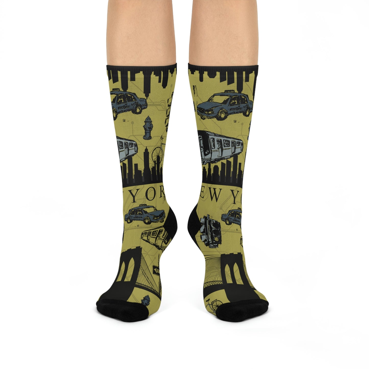 New York City Socks Retro Brooklyn Bridge Unisex Stretchy