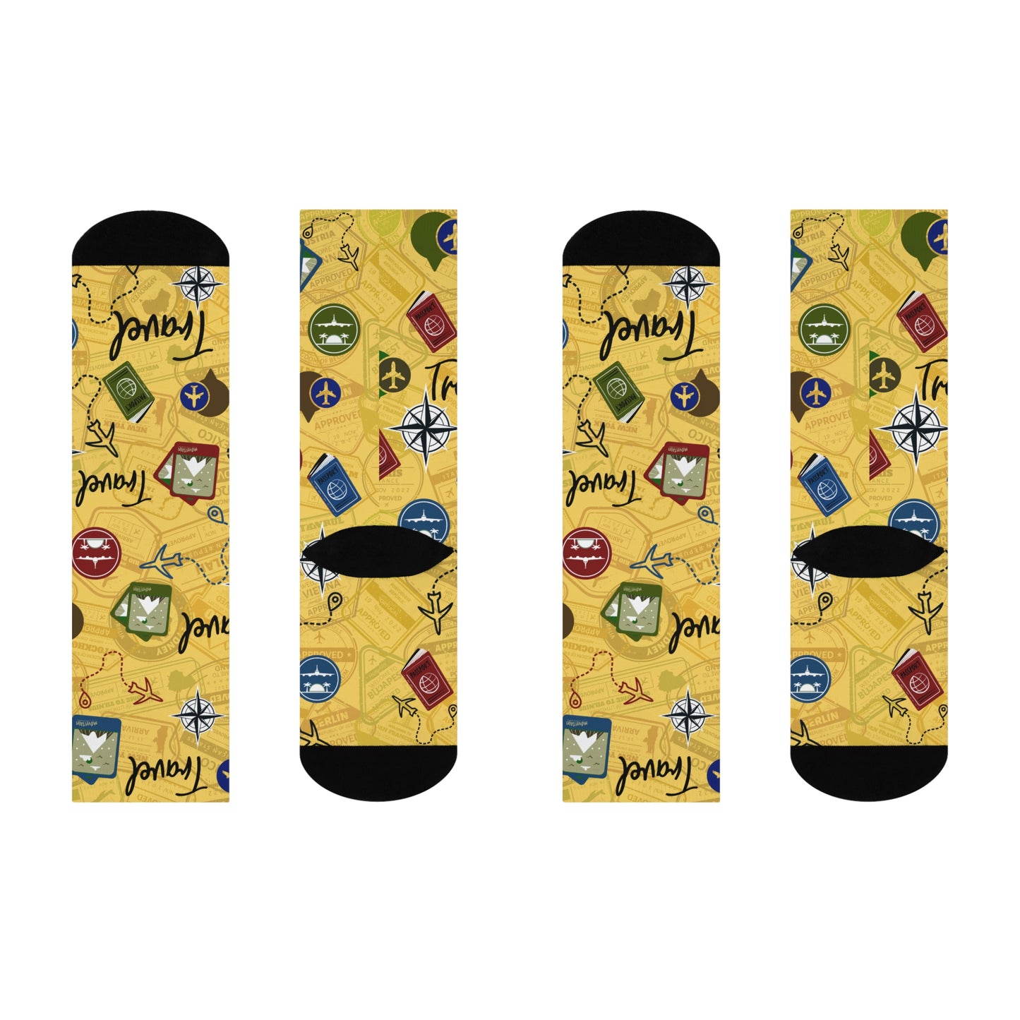 Travel Socks, Yellow Compass