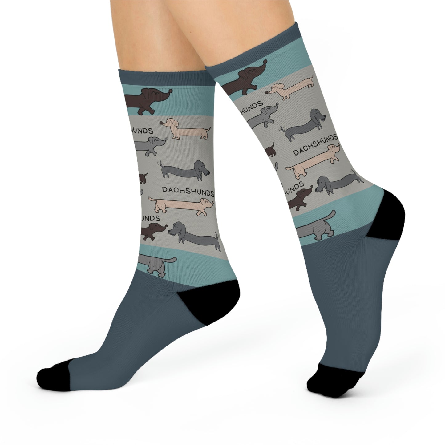 Dachshund Socks, Blue Griege