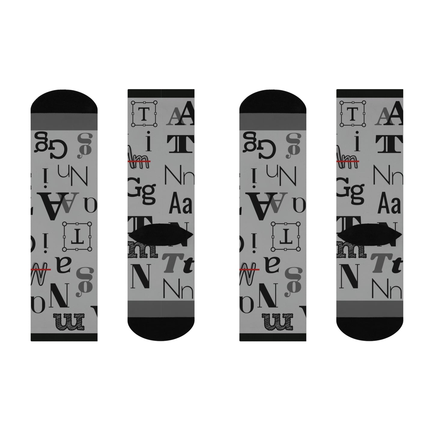Font Frenzy Socks Typography Unisex Adult Stretchy Mid Calf Original