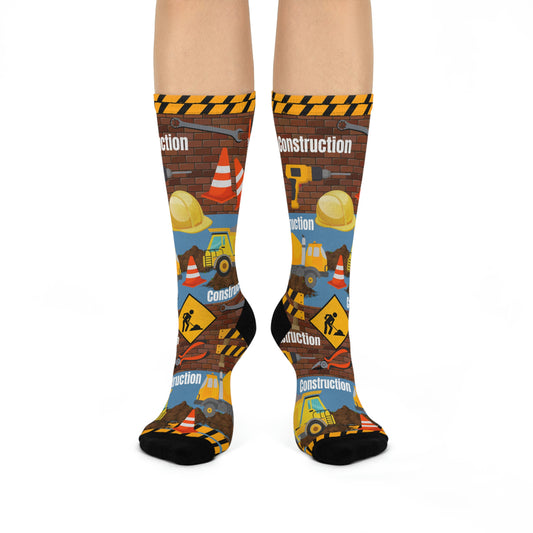 Construction Worker Socks Unisex Adult Stretchy Mid Calf Original