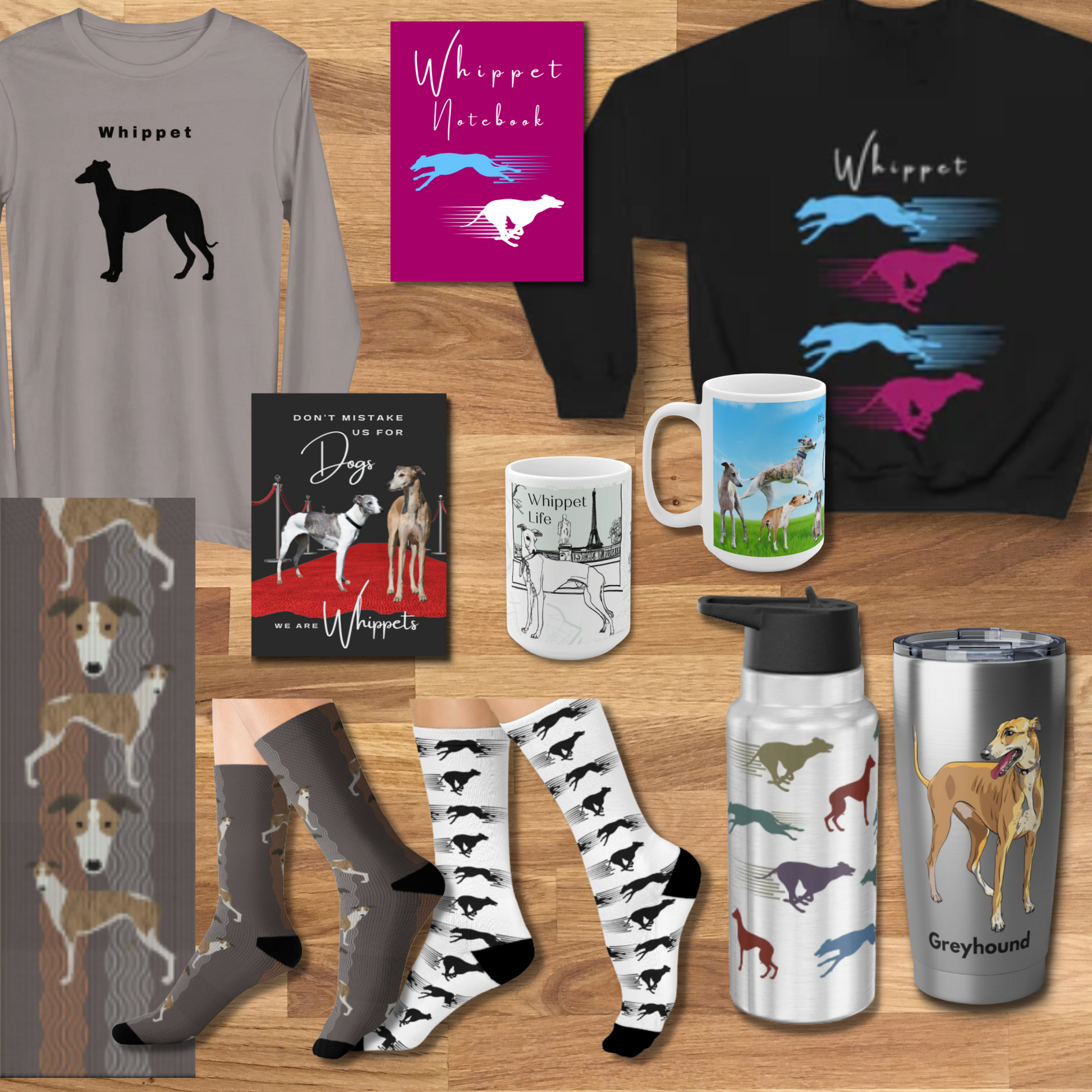 Whippet Travel Bag,  Trendy, Colorful Design - The Dapper Dogg