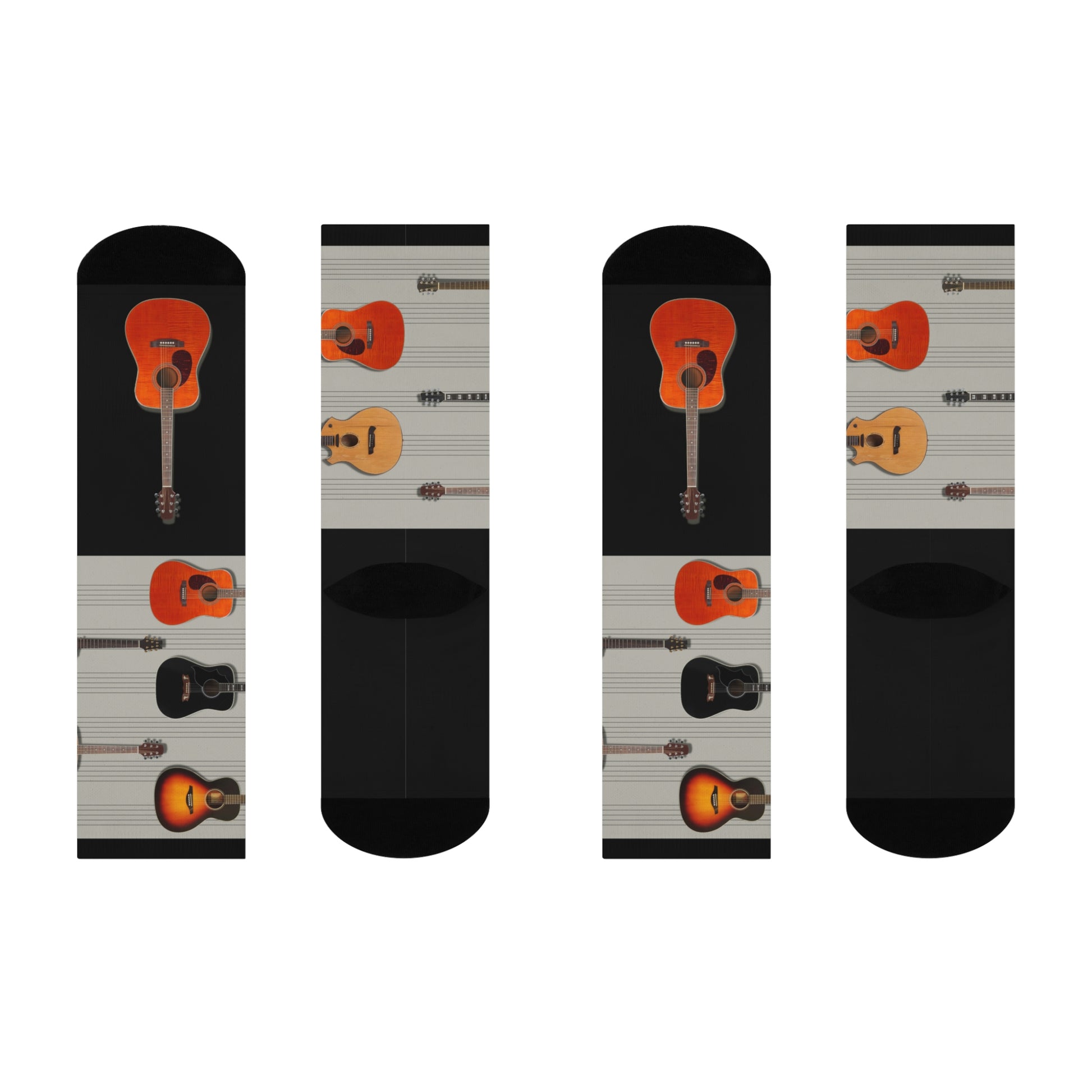 Right Left Sock with wooden acoustic guitars